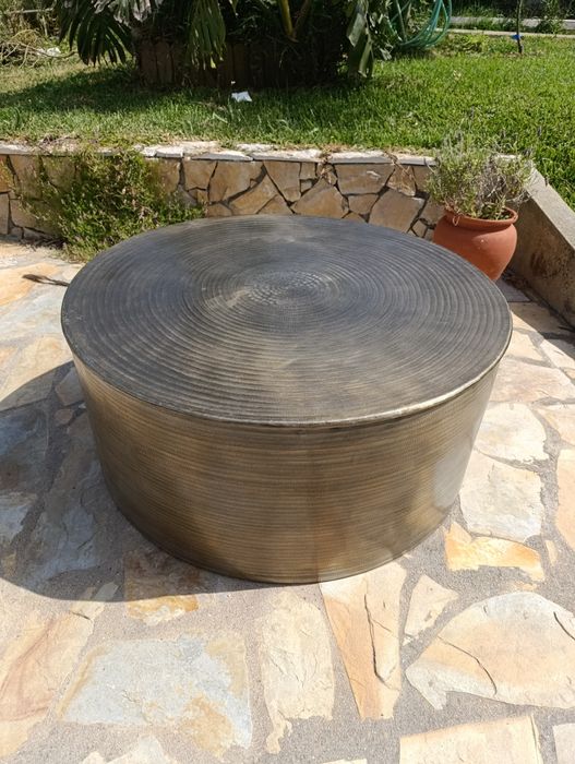 Mesa de Centro Dourada  Alumínio 90 x 90 x 40
