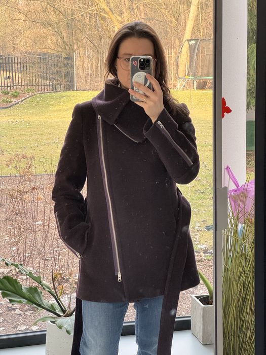 Bordowy płaszcz z wełną Dziekański 40