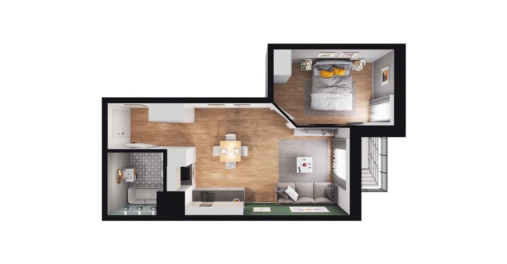 2-pokojowe mieszkanie 37 m² + balkon Bezpośrednio - Ansicht 3