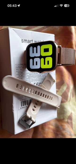 SmartWatch złoty + dwie opaski , dwa razy noszony