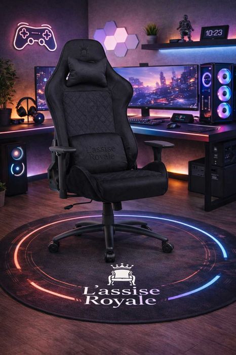 Fotel Gamingowy Welurowy Obrotowy Regulowany Ergonom Krzesło Gracza