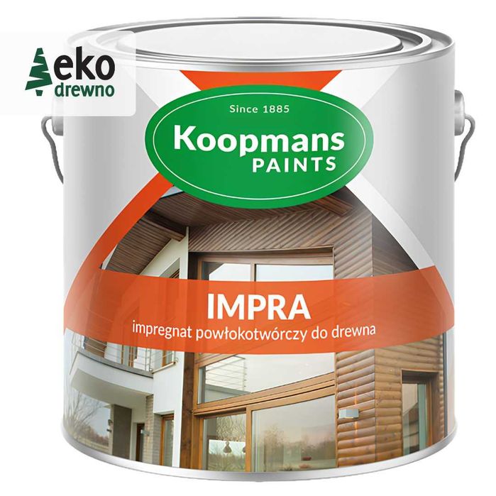 Impregnat powłokotwórczy do drewna Impra Nelf Koopmans puszka 2,5l UV 101 sosna 103 cedr 104 dąb 106 orzech 107 kasztan 108 palisander 111 teak