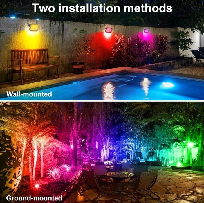 Zewnętrzny reflektor LED RGB BOSITE  reflektor ogrodowy RGB 2 szt