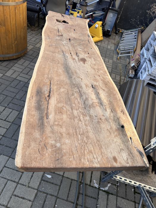 Dębowy stół unikat (300 cm) | Monolit dębowy live edge | Projekt do wykończenia