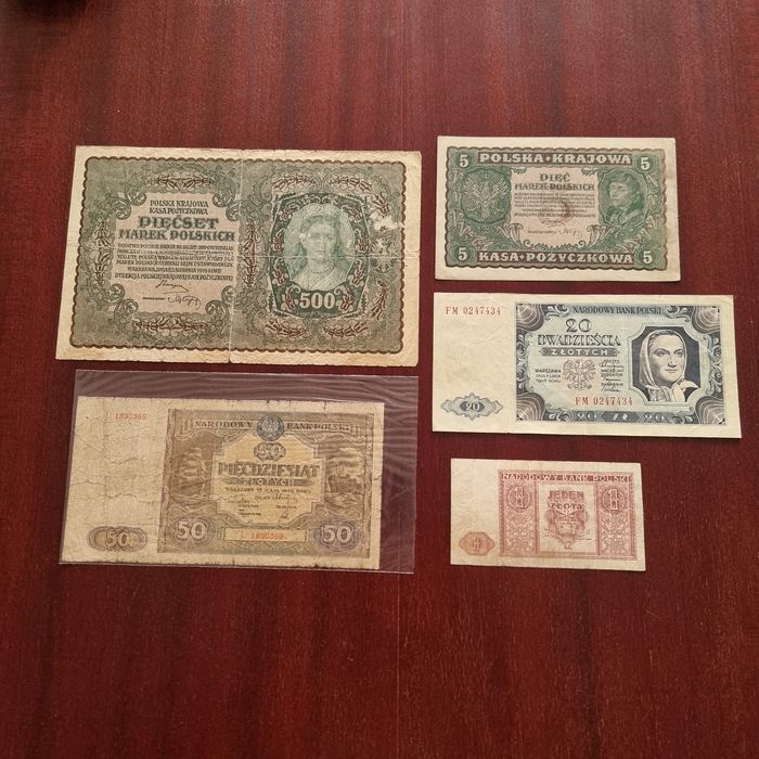 Zestaw dawnych polskich  banknotów