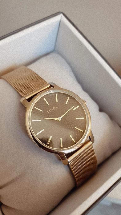 Nowy damski złoty zegarek Timex bransoleta elegancki analogowy hit