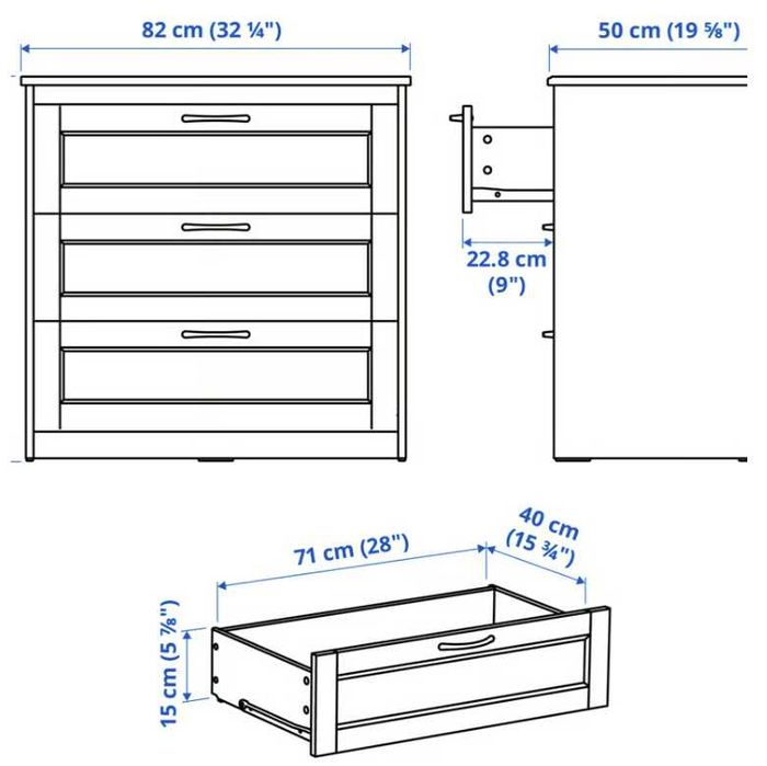 Cómoda branca, 3 gavetas IKEA