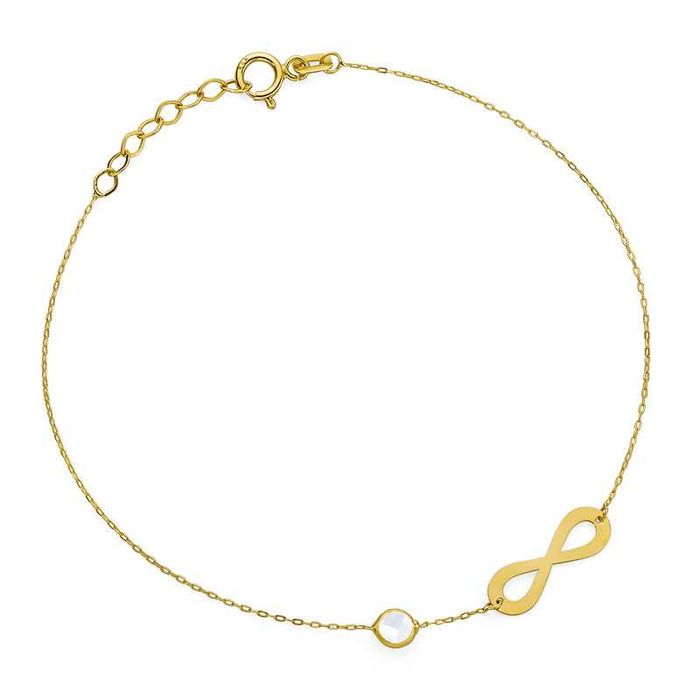 WYPRZEDAŻ 440zł/g Złota Bransoletka z Nieskończonością i cyrkonią