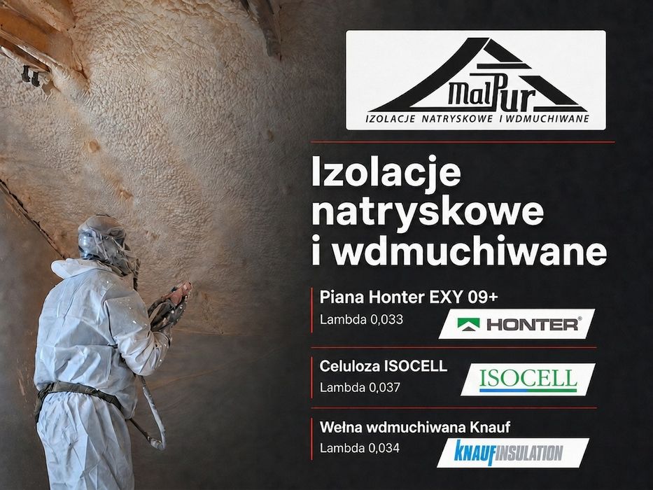 Ocieplanie piana PUR celuloza ocieplenie poddaszy izolacja domu stropu