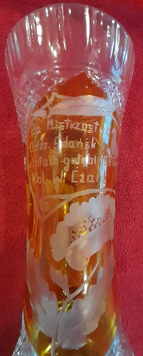 Wazon kryształowy PRL szerokość 11cm wysokość 29cm