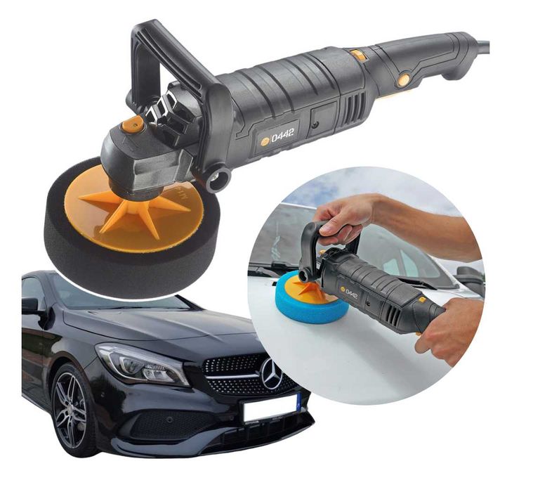 Mocna POLERKA SAMOCHODOWA z regulacją obrotów ZESTAW gąbek - SOLIDNA