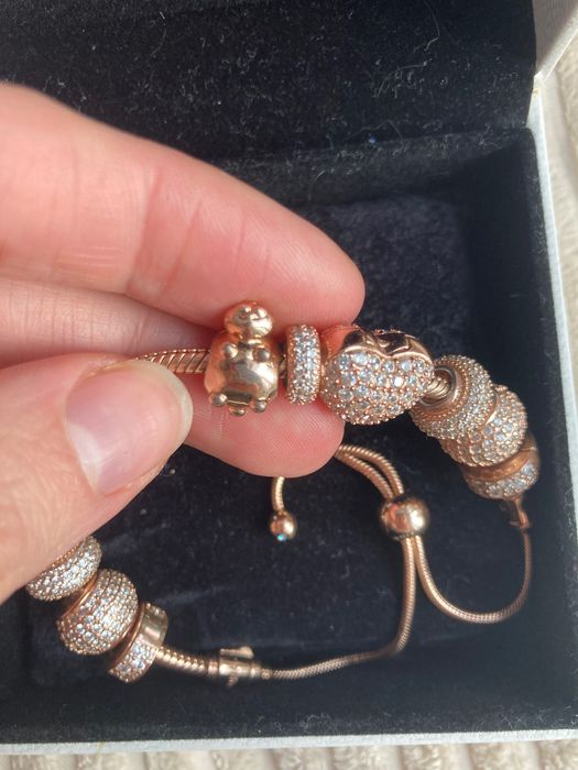 Bransoletka Pandora rose Gold charmsy 11 sztuk