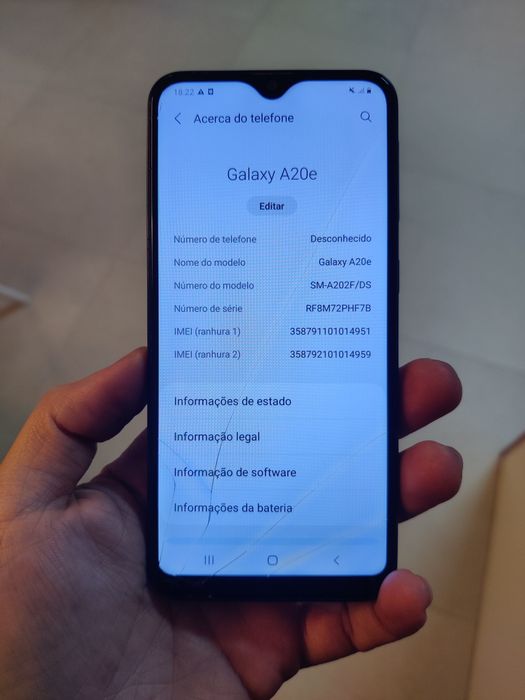 Samsung Galaxy A20e (Ecrã estalado)