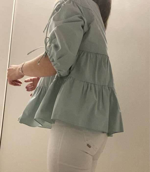 Blusa Zara, popelina, tamanho XS, verde
