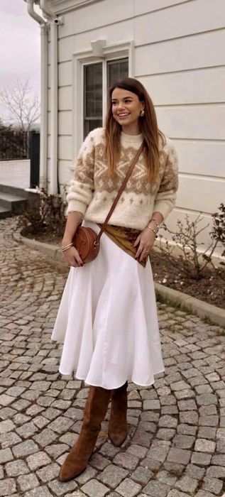 Zara sweter kremowy print s 36 boho