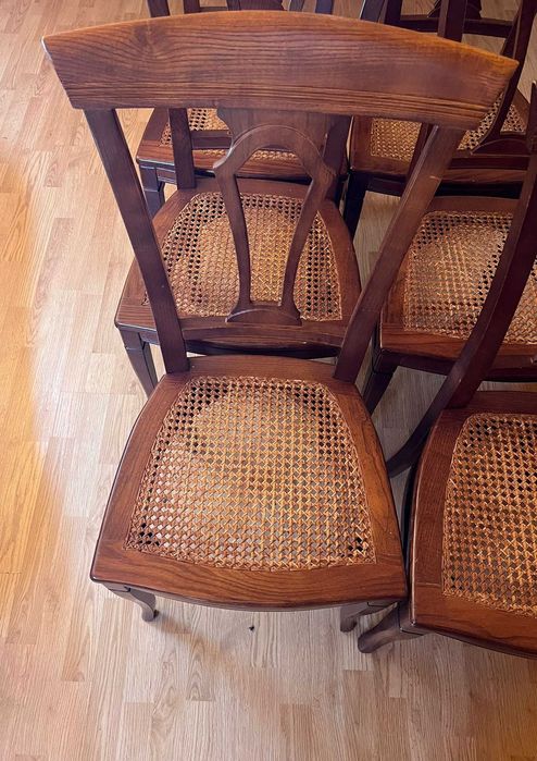 6 Cadeiras de madeira estilo Thonet com assentos de palha de Viena