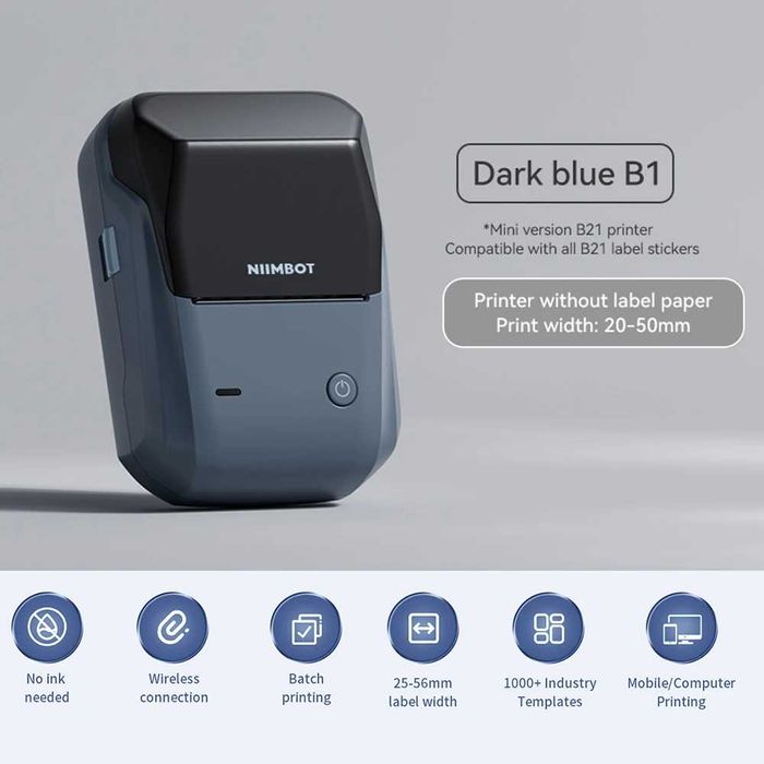Термопринтер етикеток чеків Niimbot B1 Bluetooth/USB + рулон 50х30 мм