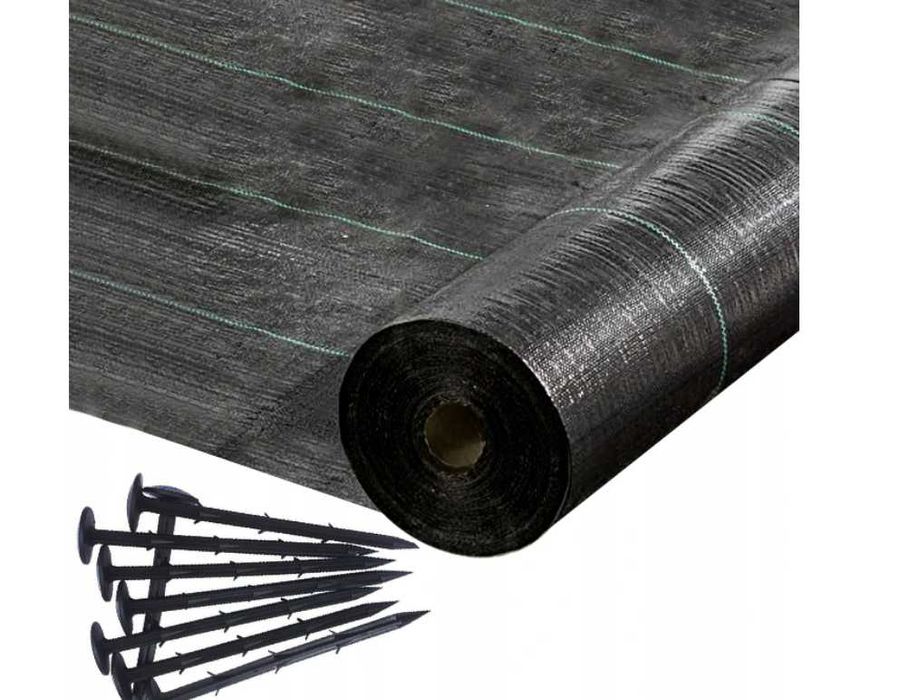 AGROWŁÓKNINA  Agrotkanina, mata na chwasty, czarna + Szpilki, 55m2