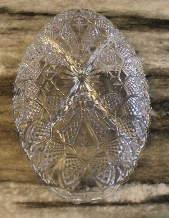 Travessa de aperitivos de cristal vintage, anos 80,com 4 divisórias,