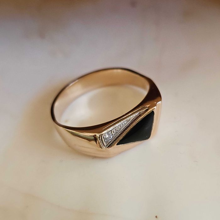 sygnet z onyksem złoty 14k 585 r29 *7,40g*