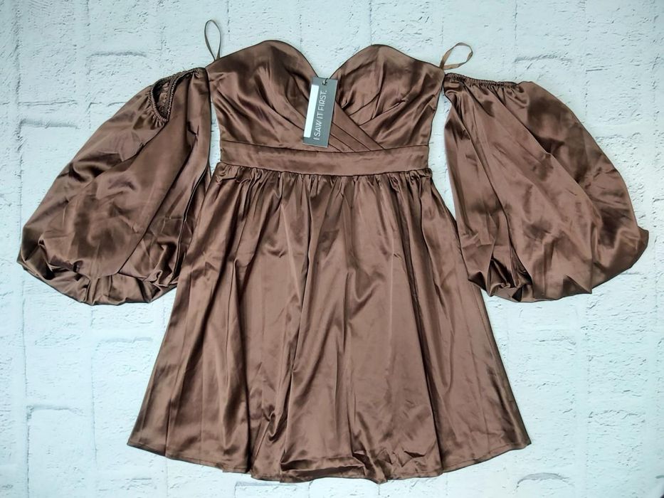 Шоколадна сатинова сукня I saw it first