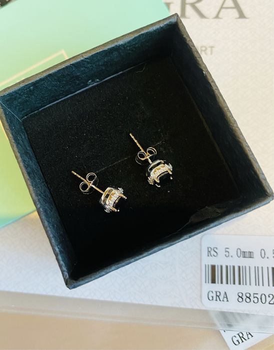 Серьги с черным бриллиантом (муассанит) 0,5 карат