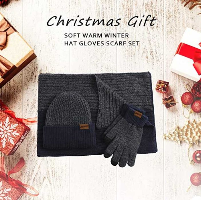 Zestaw dla mężczyzny czapka, rękawiczki, szalik na prezent na święta