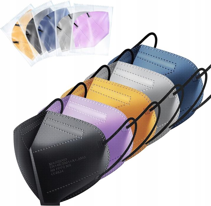 Maseczki FFP2 5-warstwowe 3D - CE EN149 - Kolorowe 30 szt