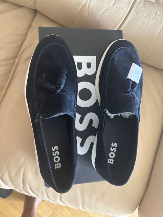 Замшевые  лоферы туфли Hugo Boss