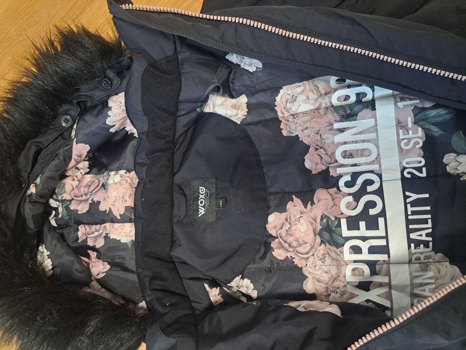 140 kurtka zimowa czarna dziewczynka