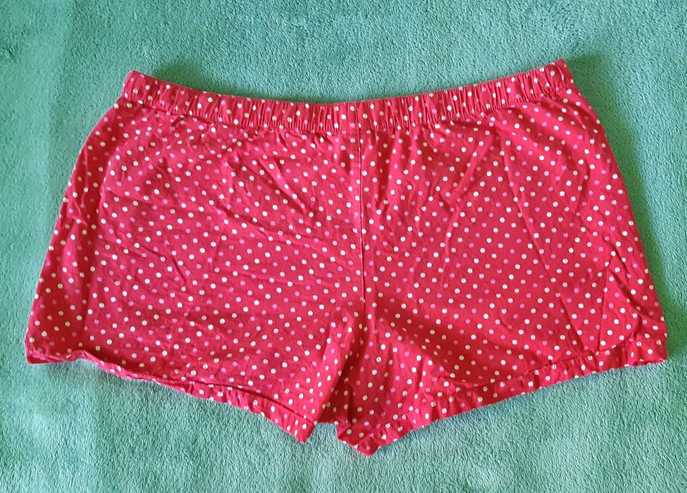Czerwone szorty w białe i różowe kropeczki Disney rozm. 14