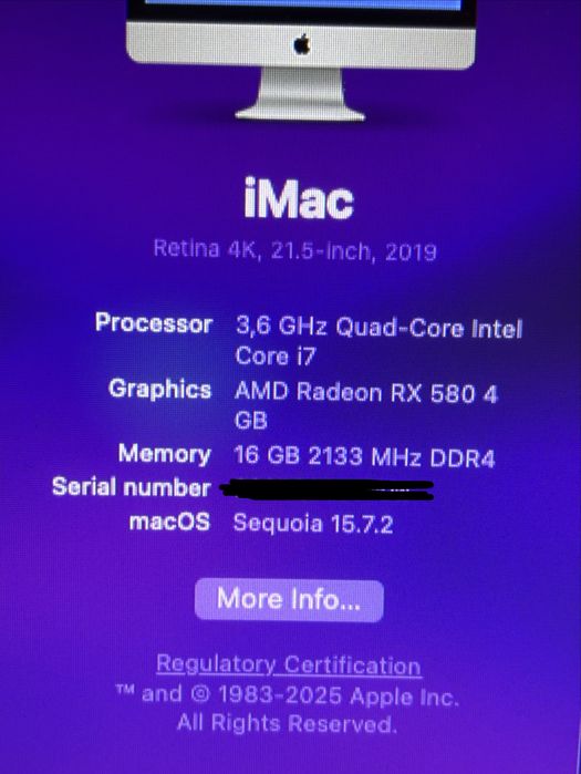 Hackintosh i7 7700, 16GB, 500GB SSD, MacOS Sequoia