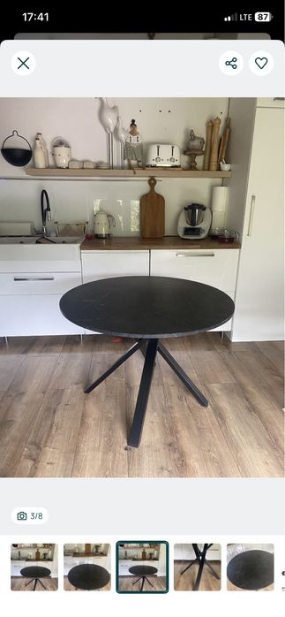 IKEA MARIEDAMM Stół, czarny imitacja marmuru, 105 cm