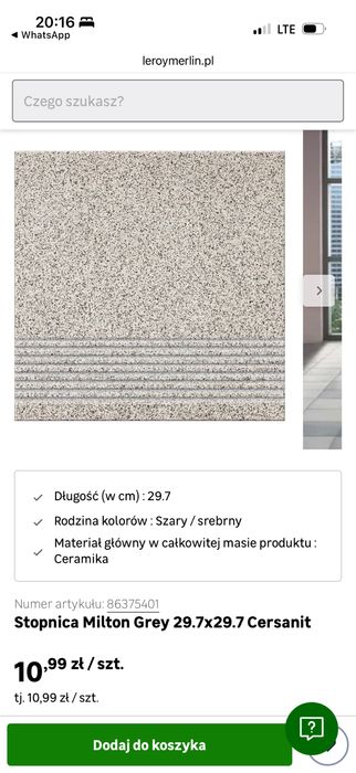 Gres szkliwiony Milton Grey 29.7x29.7 Cersanit oraz stopnice