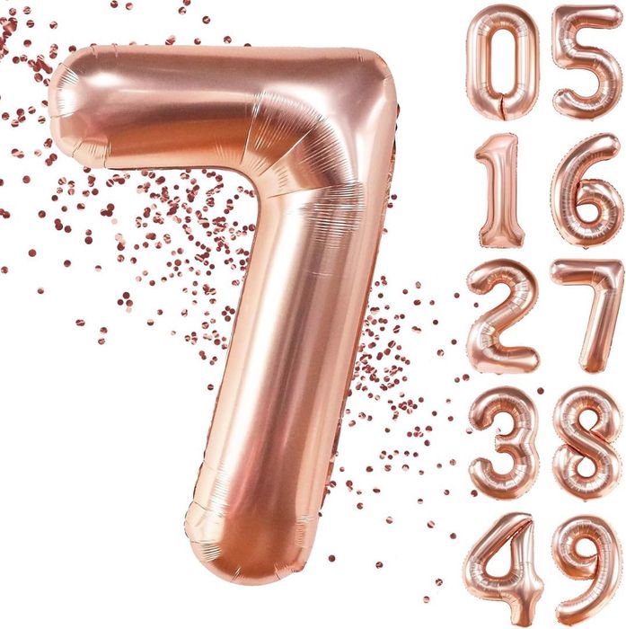 Zestaw 7 urodziny baner balon siedem lat różowy