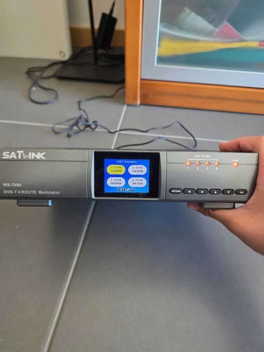 Modulador Digital RF SATLINK WS-7990 DVB-T 4 Canais HD MPEG4 1080P