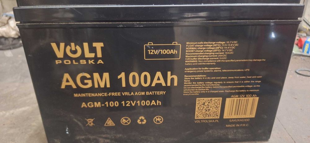 Akumulatory AGM VOLT Polska 12V 100Ah – 4 szt.