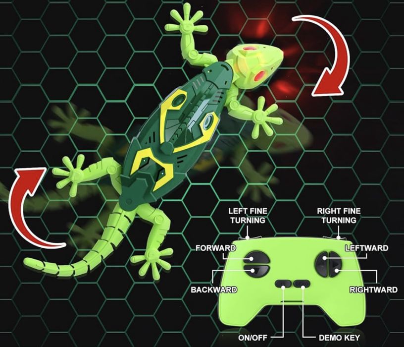 GEKON INTERAKTYWNY ŚWIECI gad robot pełza jaszczur po ścianach!