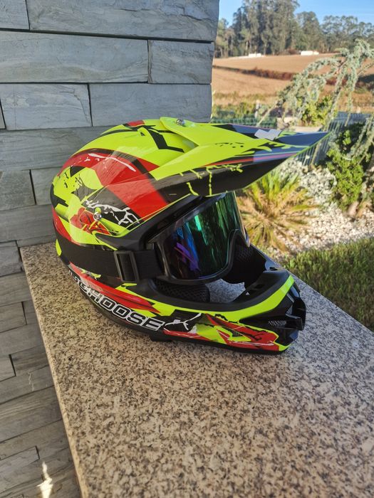 capacete de todo-o-terreno/motocross UCHOOSE (Kask Cross / Downhill) em amarelo fluorescente