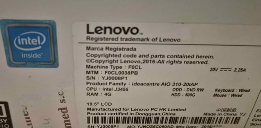 Komputer Lenovo All in one 4 rdzenie dysk ssd