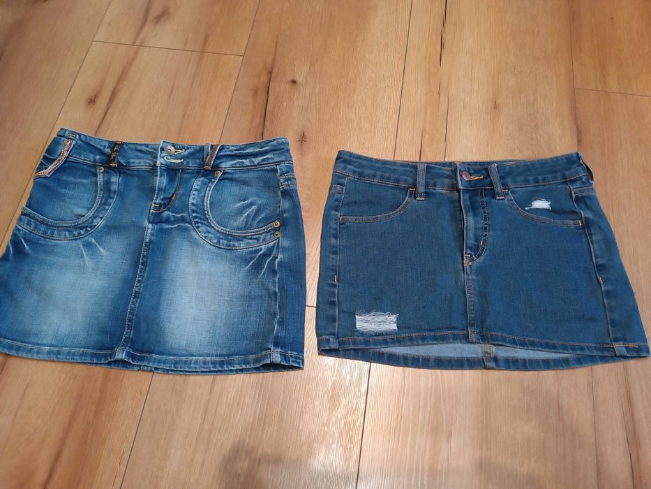 2 jeansowe mini spódniczki
