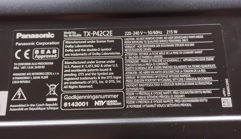 Panasonic TV Plazma 42 cale