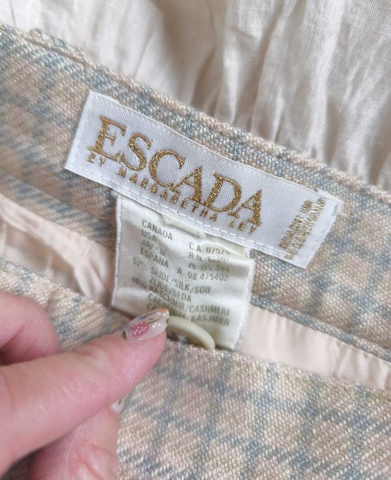Escada Margaretha Ley jedwabna kaszmirowa spódnica w kratkę