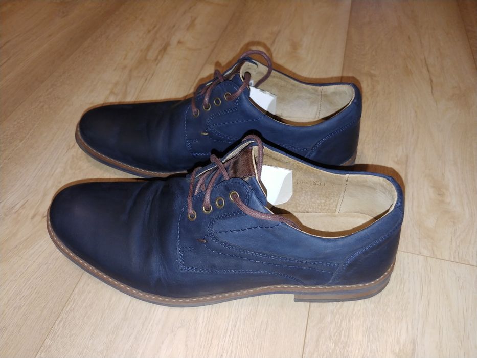 Buty skórzane męskie Venezia Jum Blue rozmiar 42 nubuk granatowe IDEAL