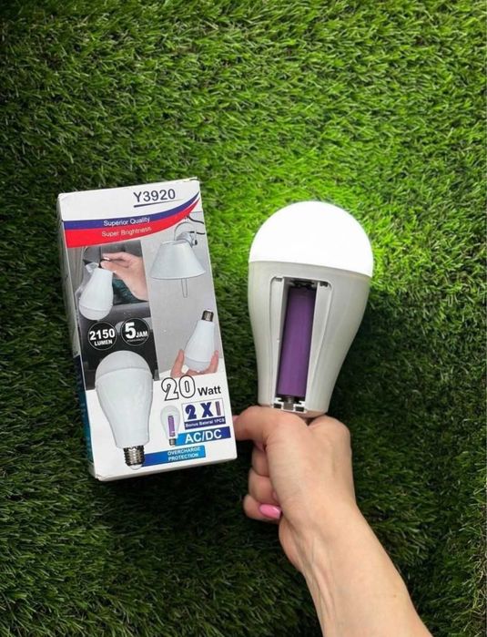 ‼️2 акумулятора 18650 Лампочка 20Ват акумулятона аварійна ‼️