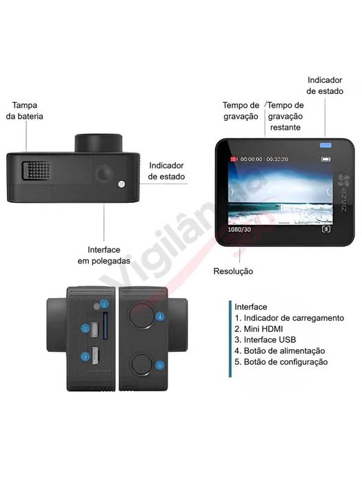 Câmara de Ação EZVIZ Full HD 16MP WiFi 152° | Desporto - NOVA