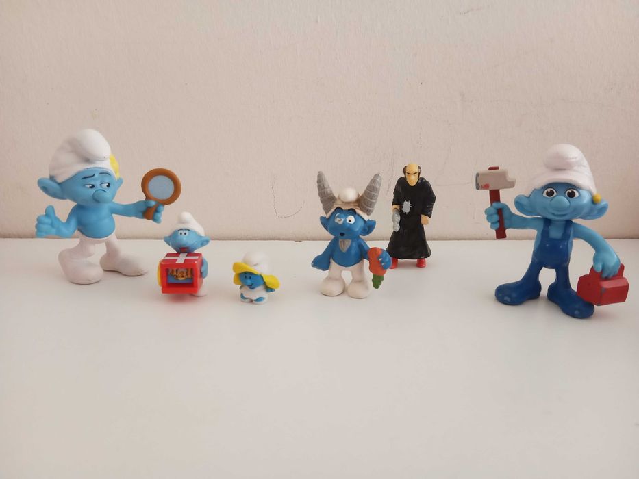 6 Figuras The Smurfs: Feiticeiro Gargamel, Presente, Handyman, Mini, Vanity e Capricórnio
