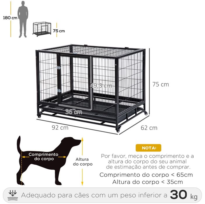 LOJA!! Dog Crate jaula com rodas - PORTES GRATIS!!