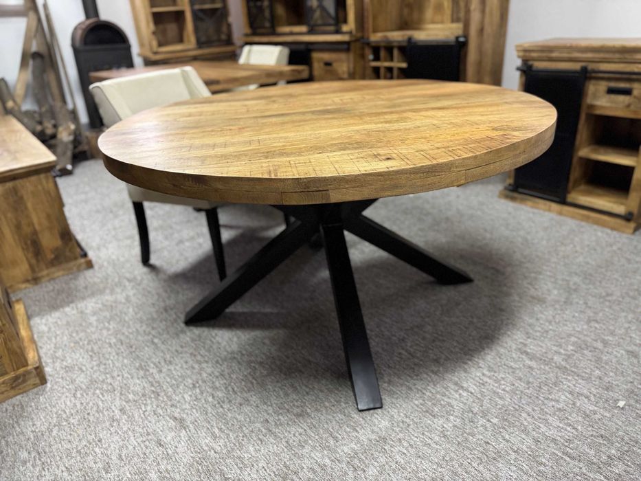 Stół okrągły mango podstawa X LOFT Style Nowy Faktura Vat