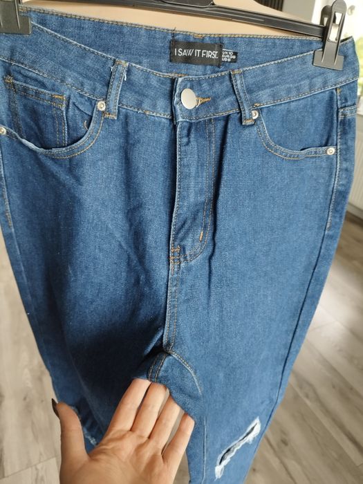 R.38 i Saw IT first wyprzedaż spodnie damskie jeansy wysoki stan dziur